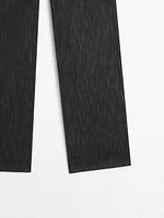 Straight-leg flecked cotton blend trousers