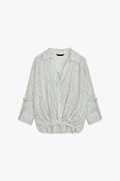 KNOTTED LINEN BLEND SHIRT