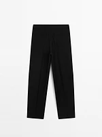 Straight fit flowing linen blend trousers