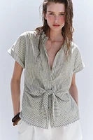 CHEMISE À RAYURES NŒUD AVEC LIN