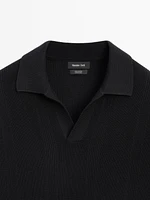 Short sleeve cotton knit polo shirt