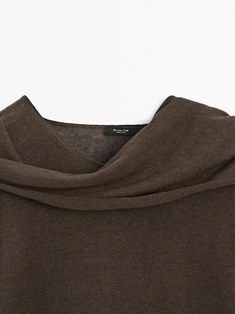 Linen blend sweater with scarf detail
