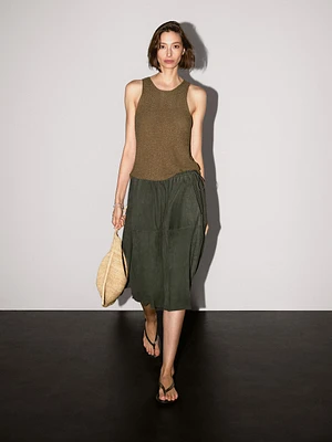 Top en maille fantaisie à encolure américaine
