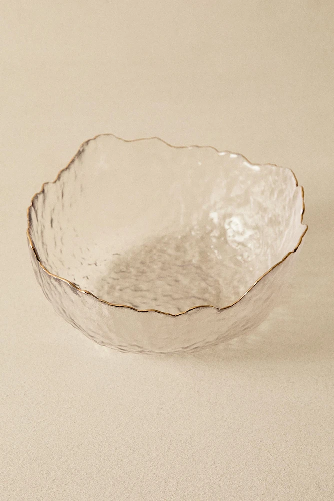 GLASS SALAD BOWL WITH RIM