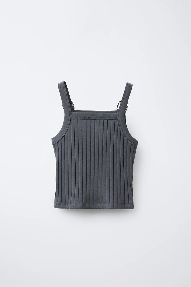 T-SHIRT RIB BRETELLES BOUCLES