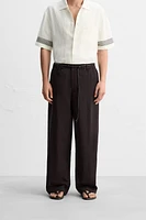PLEATED COTTON - LINEN PANTS