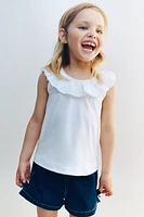 SWISS EMBROIDERED RUFFLE TOP