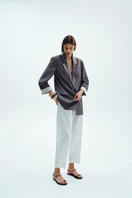 PANTALON DROIT AVEC CEINTURE EN LIN
