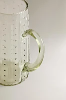 RAISED DESIGN GLASS PITCHER
