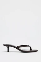 SATIN KITTEN HEEL SANDALS