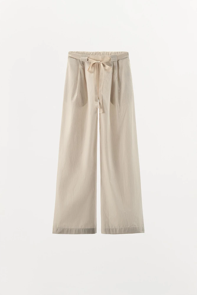 STRIPED POPLIN PANTS