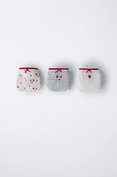 2-6 ANS/ LOT DE TROIS CULOTTES CŒURS