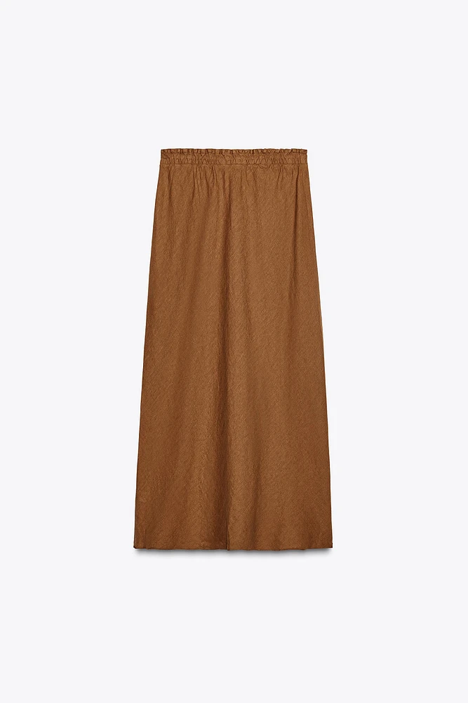 ZW COLLECTION 100% LINEN MIDI SKIRT