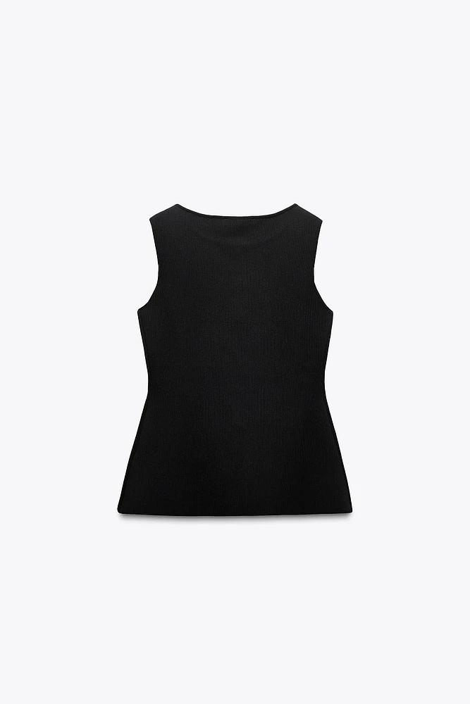 GOLD BUTTON KNITTED VEST TOP