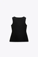 GOLD BUTTON KNITTED VEST TOP