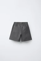 WIDE FIT COTTON SHORTS WITH LABEL