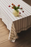 CROSS STITCH TABLECLOTH WITH FLORAL EMBROIDERY