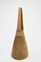 LEATHER BRAIDED MAXI BUCKET BAG