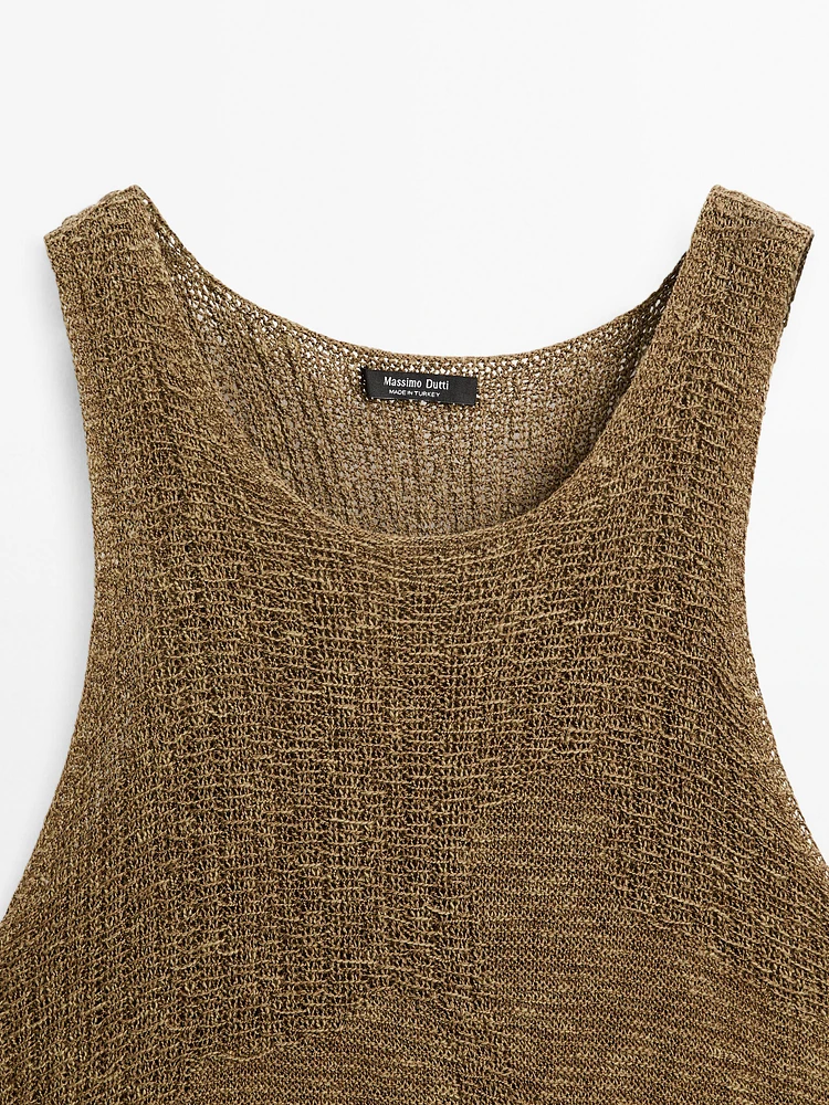 Top en maille fantaisie à encolure américaine