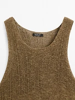 Top en maille fantaisie à encolure américaine