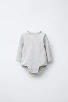 POINTELLE PRINT BODYSUIT AND JACKET SET