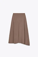 ASYMMETRICAL CREPE MIDI SKIRT