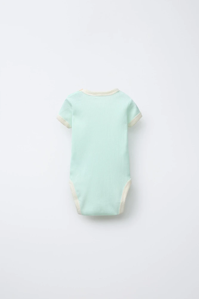THREE-PACK OF CONTRAST RIB BODYSUITS