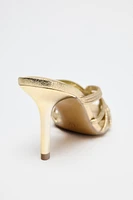 METALLIC EFFECT STILETTO HEEL SANDALS