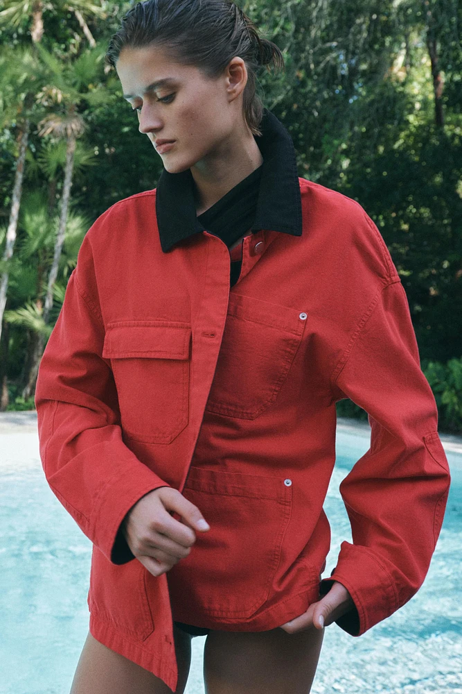 ZW COLLECTION CONTRAST COLLAR OVERSHIRT