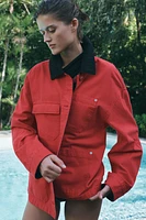 ZW COLLECTION CONTRAST COLLAR OVERSHIRT