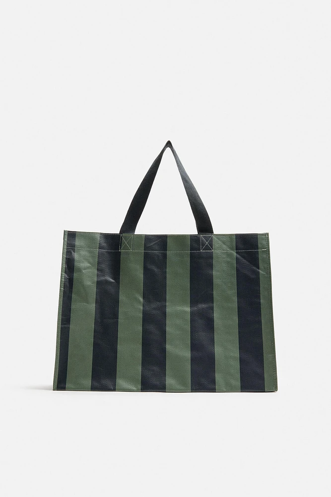 STRIPED SHOPPER BAG WITH POUCH