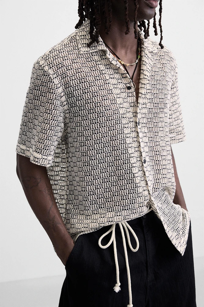 OPEN-WEAVE TEXTURED SHIRT