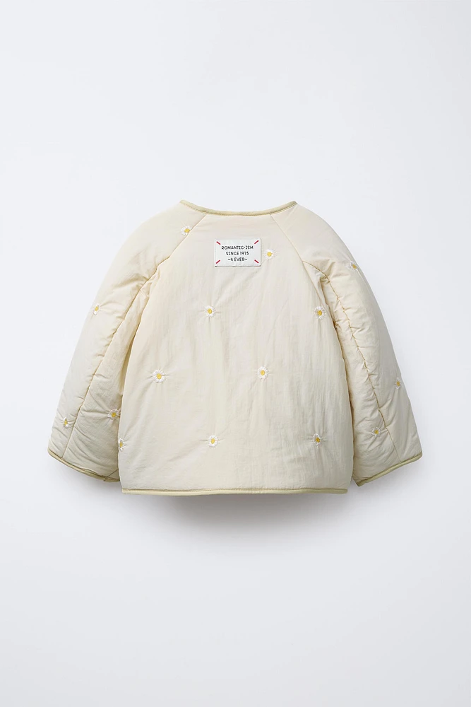 EMBROIDERED DAISY QUILTED JACKET