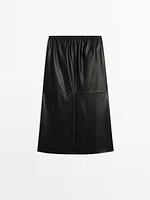 Soft nappa leather midi skirt