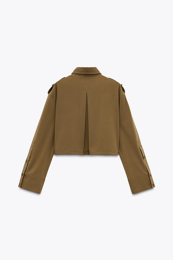 LAPEL COLLAR CROPPED SHIRT