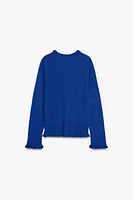 RUFFLED KNIT CARDIGAN