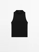 Metallic-effect halterneck top