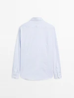 Slim fit micro textured cotton shirt