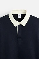 CONTRAST COLLAR POLO SWEATSHIRT