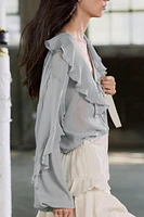 RUFFLED FLOWY BLOUSE