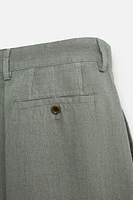 100% LINEN PLEATED SHORTS