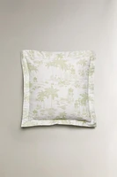 TAIE D’OREILLER SATIN TOILE DE JOUY PALMIERS