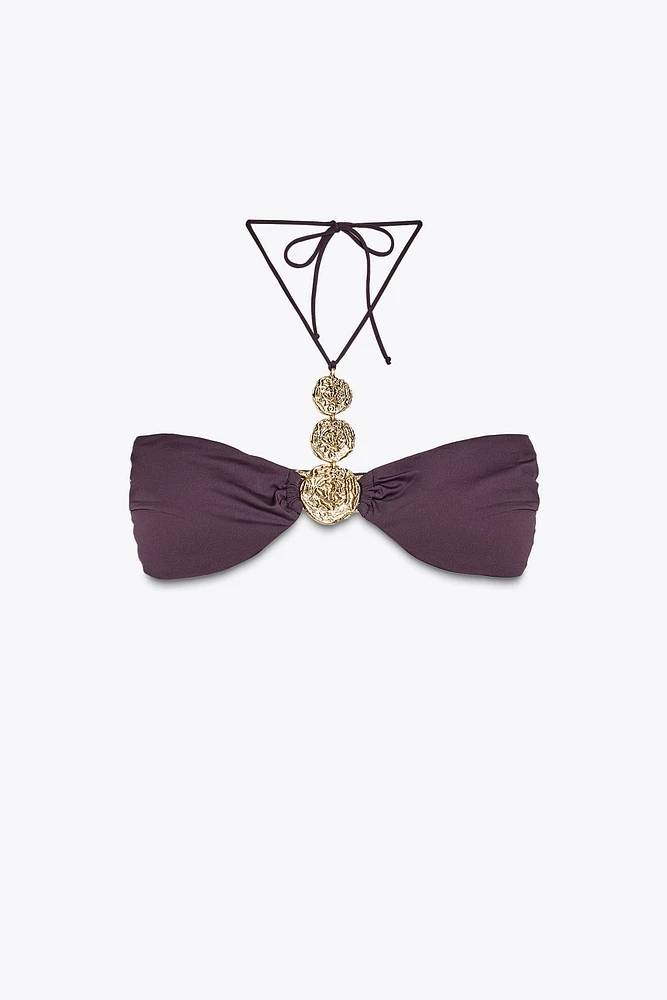 HAUT DE BIKINI BANDEAU AVEC DÉTAIL MÉTALLIQUE