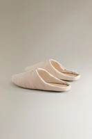 MULE SLIPPERS WITH LEATHER SOLE