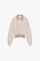 CONTRASTING POPLIN SWEATSHIRT