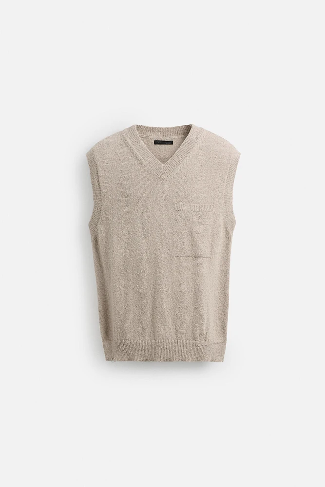 GILET EN MAILLE TEXTURÉE