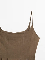 Flowing strappy linen blend top