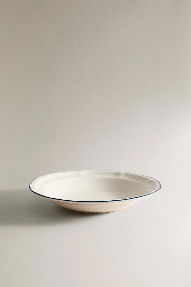 SOUP PLATE WITH GREEN RIM