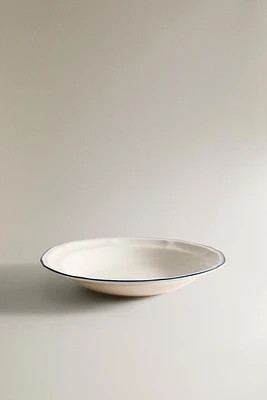 SOUP PLATE WITH GREEN RIM