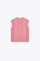 FLORAL BUTTON KNIT VEST TOP